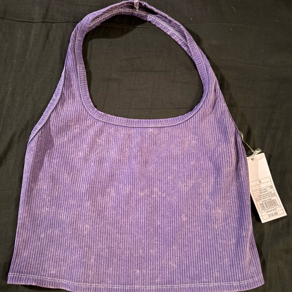 Purple Ribbed Halter Top
